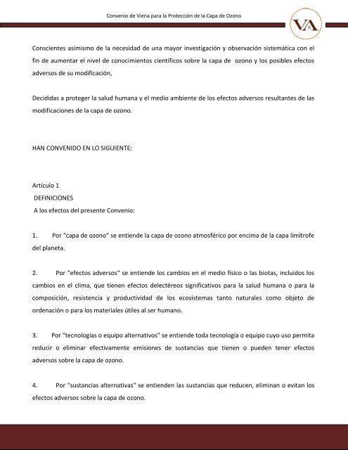 Convenio de Viena para la Proteccion de la Capa de Ozono