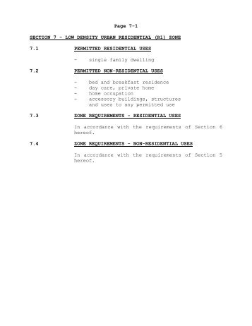 section 7 - low density urban residential (r1) zone - Town of Georgina