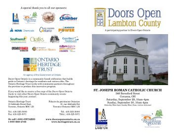 st. joseph roman catholic church - Doors Open Lambton County