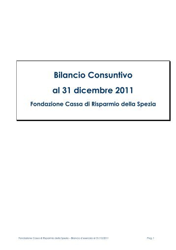 Bilancio Consuntivo al 31 dicembre 2011 - Acri