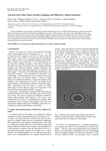 Towards Soft X-Ray Phase-Sensitive Imaging with Diffractive Optical ...