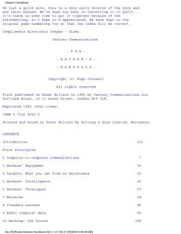 (eBook - PDF) Hugo Cornwall - The Hacker's Handbook ... - HackBBS