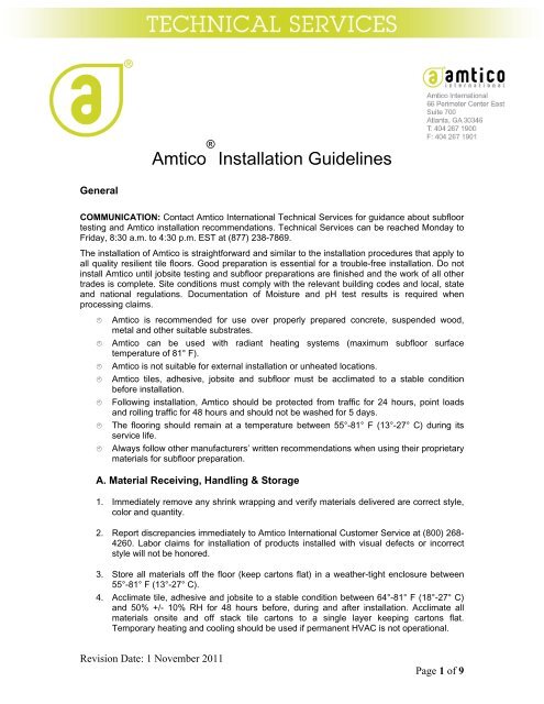 Amtico Installation Guidelines Mannington