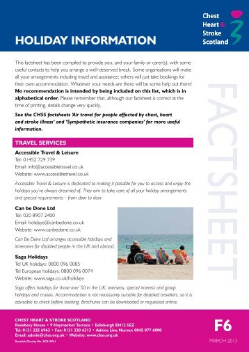 CHSS factsheet: Holiday Information - Chest Heart & Stroke Scotland