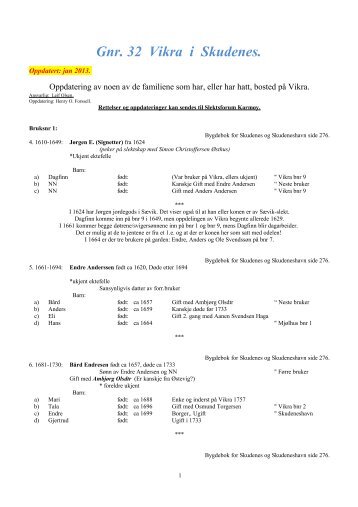 Gnr. 32 Vikra i Skudenes. - Slektsforum KarmÃ¸y