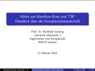 HÃ¤rte von Hamilton-Kreis und TSP Ãberblick - Lehrstuhl Informatik 1