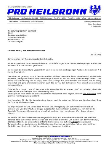 Offener Brief an RP Schmalzl Mehr dazu...