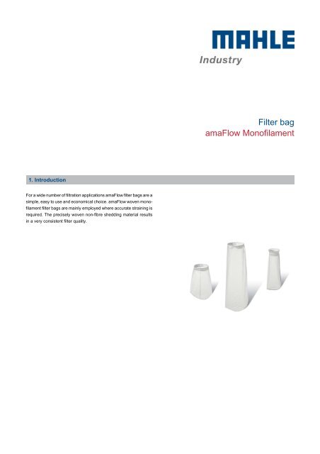 Filter bag amaFlow Monofilament - MAHLE Industry - Filtration