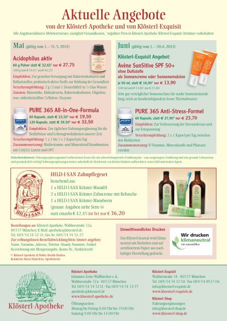 Klösterl-Journal Mai/Juni 2012 (PDF) - Klösterl-Apotheke