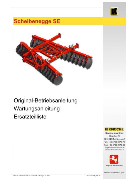 Scheibenegge SE - Knoche Maschinenbau GmbH