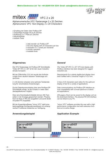 VFC 2 x 20 - Metrix Electronics Ltd