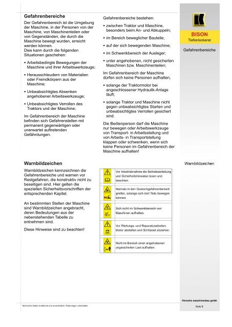 Tiefenlockerer BISON Original ... - Knoche Maschinenbau GmbH