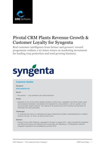 Pivotal CRM Plants Revenue Growth & Customer Loyalty for Syngenta