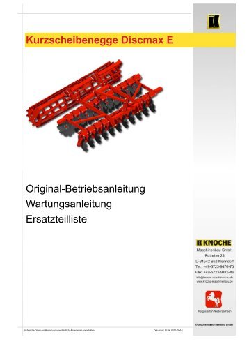 Kurzscheibenegge Discmax E - Knoche Maschinenbau GmbH