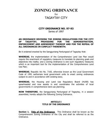 ZONING ORDINANCE - Official Website of Tagaytay City