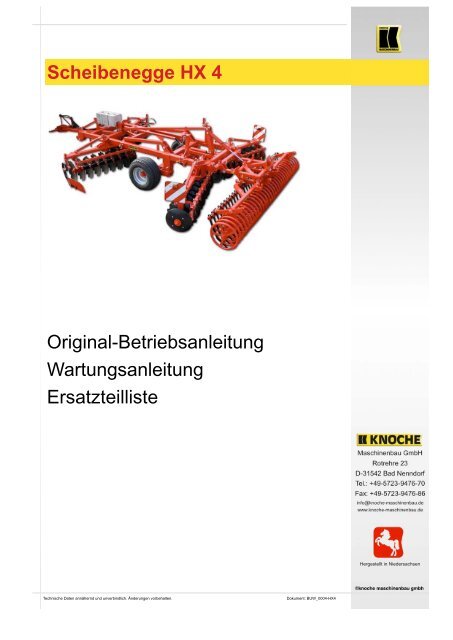 Scheibenegge HX 4 - Knoche Maschinenbau GmbH