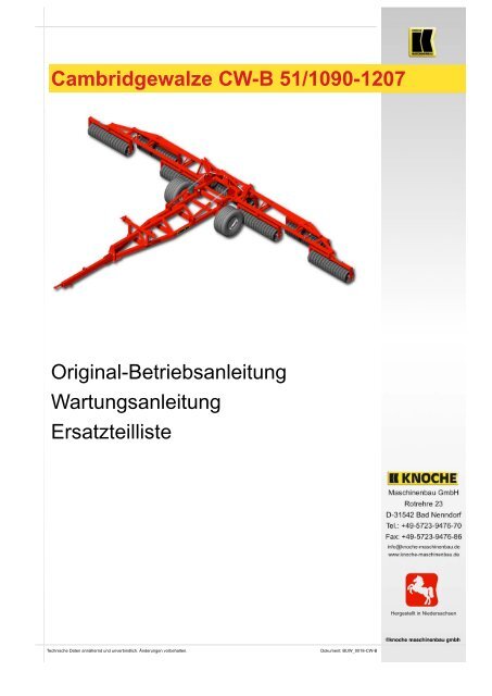 Cambridgewalze CW-B 51/1090-1207 - Knoche  Maschinenbau GmbH