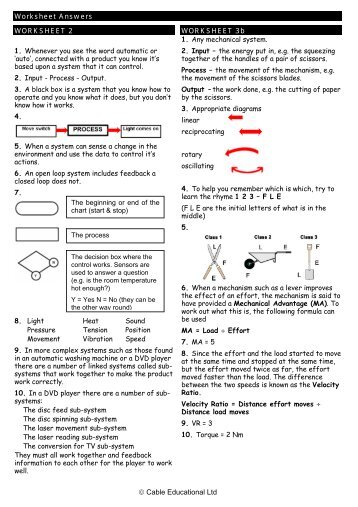 Worksheet Answers