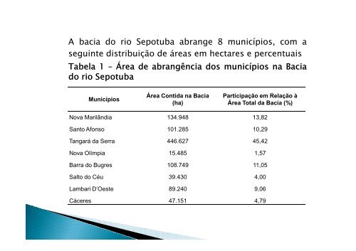 A bacia do Rio Sepotuba e a atuaÃ§Ã£o do ComitÃª de Bacia PDF ...