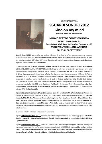 SGUARDI SONORI 2012 Gino on my mind - AnconaCultura