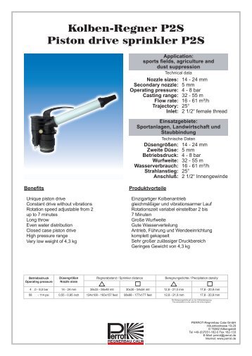 Kolben-Regner P2S Piston drive sprinkler P2S - Perrot.cz