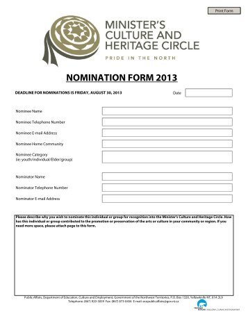 Electronic Nomination Form - Education, Culture and Employment ...
