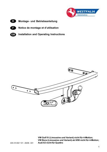 D Montage- und Betriebsanleitung Notice de montage et ... - Westfalia
