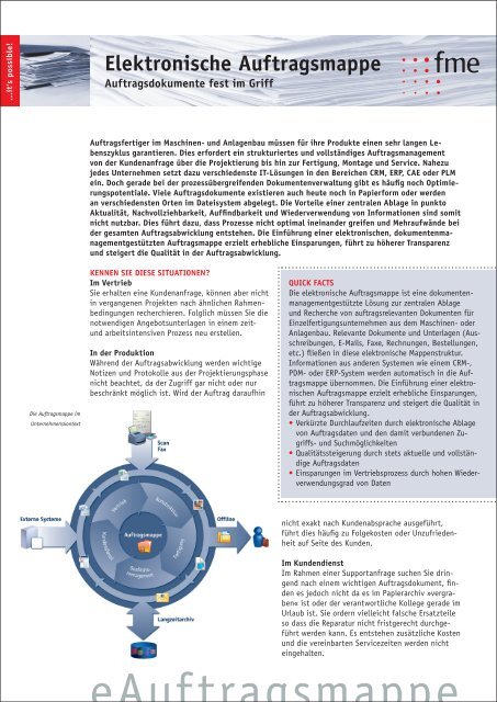 Elektronische Auftragsmappe - fme AG