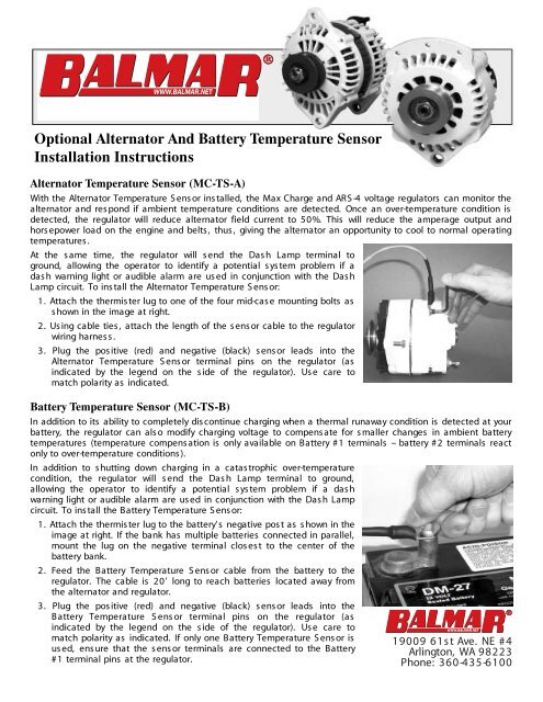 Temperature Sensor Manual - Balmar