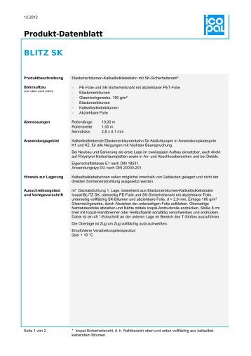 Produkt-Datenblatt BLITZ SK - Icopal GmbH