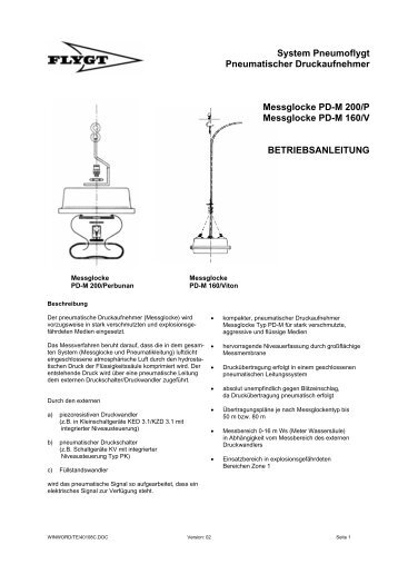 System Pneumoflygt Pneumatischer Druckaufnehmer Messglocke ...