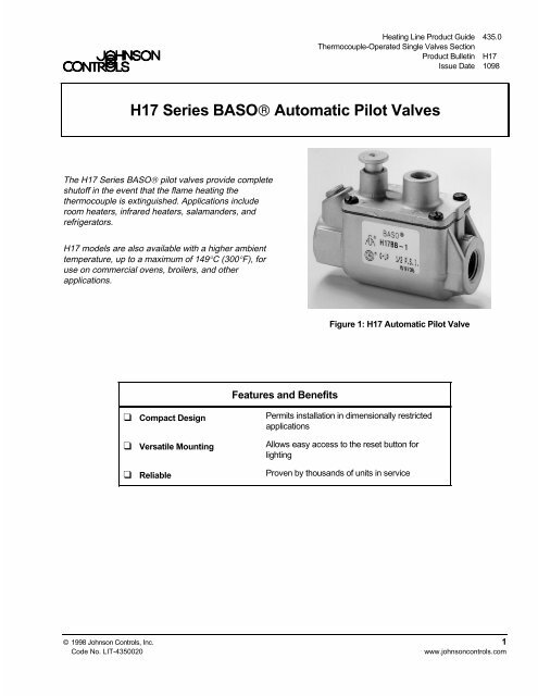 H17 Series BASO Automatic Pilot Valves Product ... - ShanControls