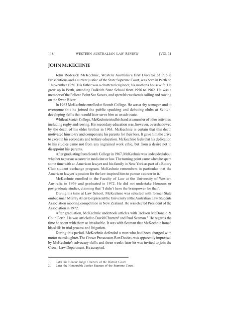 JOHN McKECHNIE - UWA Law Review - The University of Western ...