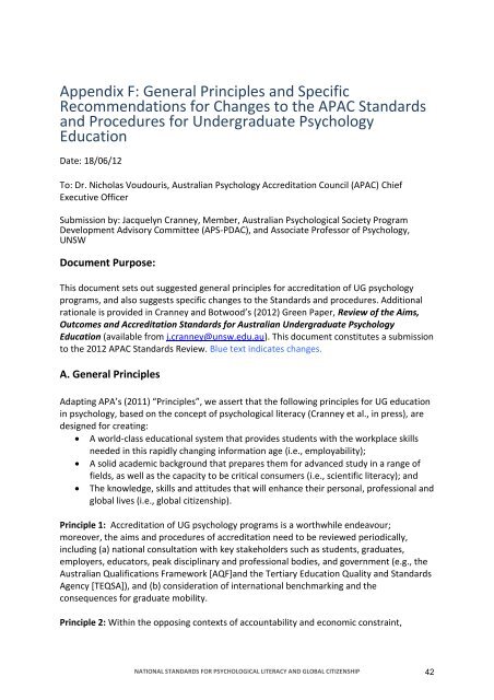 national standards for psychological literacy and global citizenship