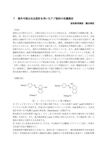 ７ 紫外可視分光光度計を用いたアゾ染料の色調測定