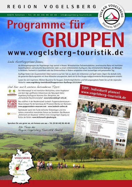 Programme für Gruppen - Vogelsberg Touristik