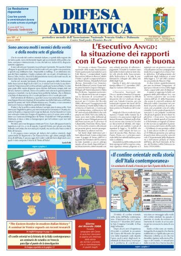 L'Esecutivo ANVGD: la situazione dei rapporti con il Governo non Ã¨ ...