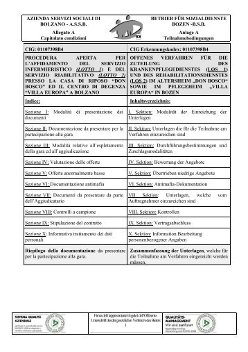 AZIENDA SERVIZI SOCIALI DI BOLZANO - Betrieb fÃ¼r Sozialdienste ...