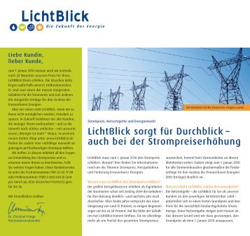 05.01.10 Die neuen LichtBlick Strompreise 2010