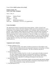 701 outline (draft) - Department of Religious Studies