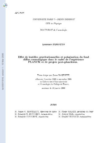 Effet de lentilles gravitationnelles et polarisation du fonddiffus ...