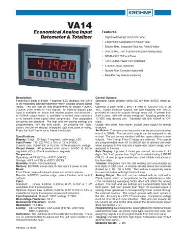 Economical Analog Input Ratemeter & Totalizer - Krohne