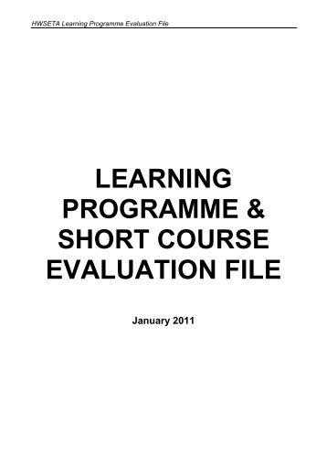 learning programme & short course evaluation file - The Health and ...