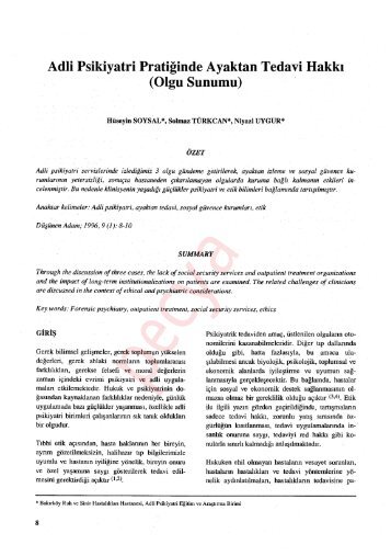 Adli Psikiyatri PratiÄinde Ayaktan Tedavi HakkÄ± ... - DÃ¼ÅÃ¼nen Adam