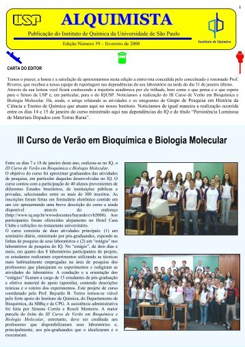 O GHQ no jornal interno do IQ-USP - Alquimista, fevereiro de 2008.