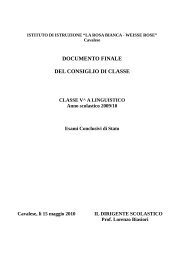 documento finale del consiglio di classe - HomePage-Istituto La ...