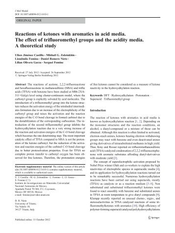 Reactions of ketones with aromatics in acid media. The effect ... - Mose