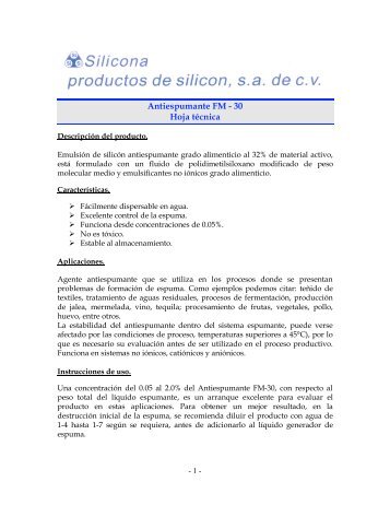 ANTIESPUMANTE FM-30 - Silicona.com.mx