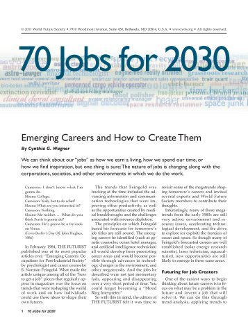 70 Jobs for 2030 - World Future Society