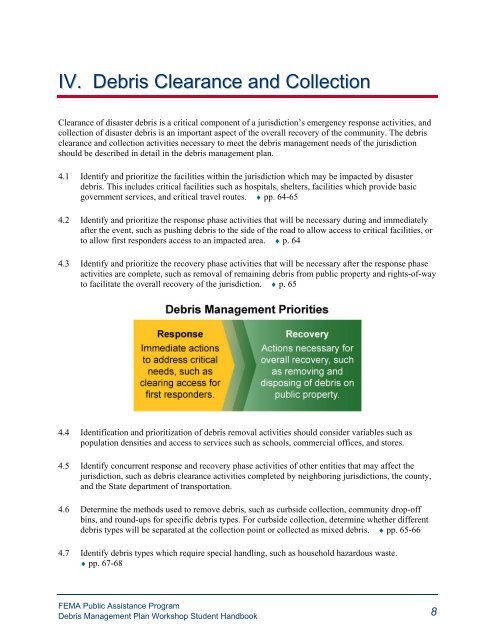 FEMA Debris Management Plan Workshop Student Handbook